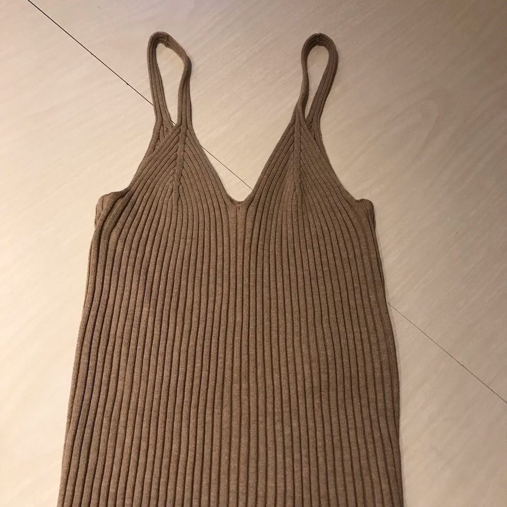 H&M Brown Ribbed Camisole Sleeveless Top​​​​